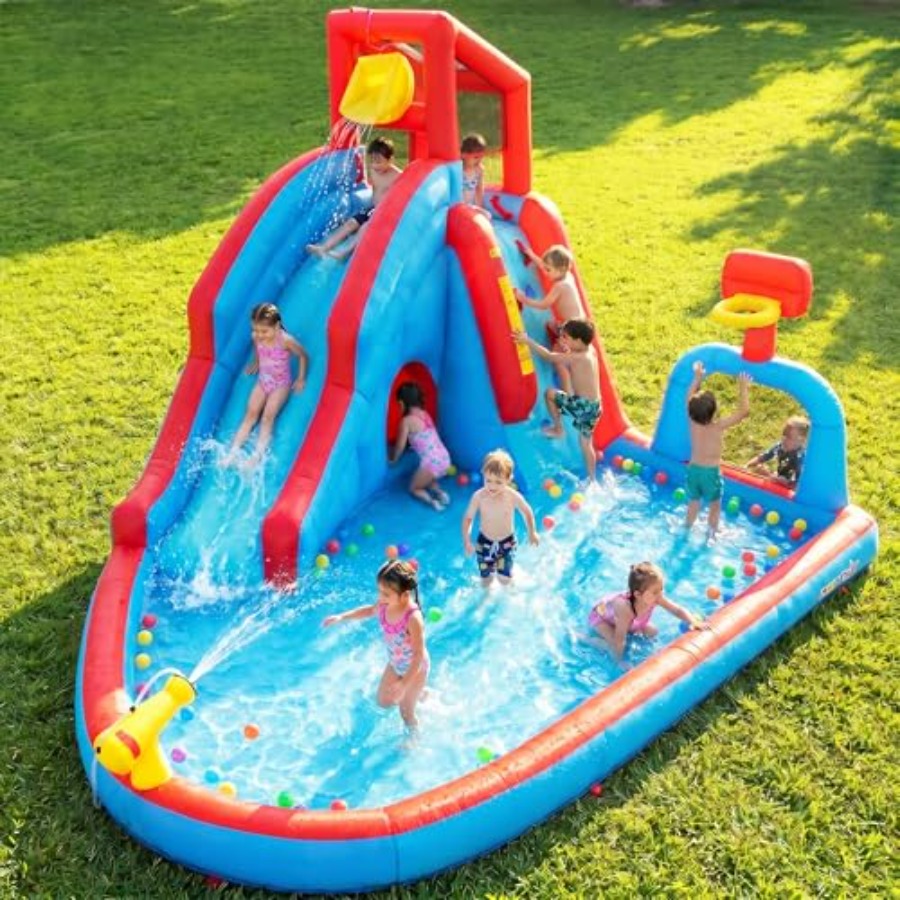 Kids Outdoor Climbing Wall - Backyard outdoor water slide inflatable bounce