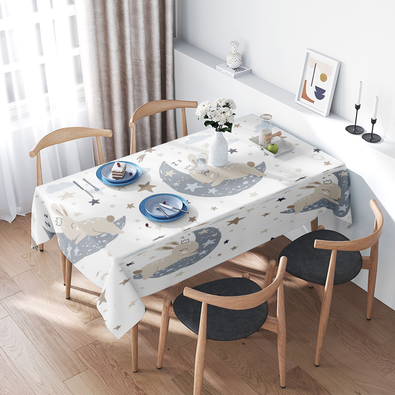 Kids Outdoor Dining Set - Space-themed tablecloth set with moon design