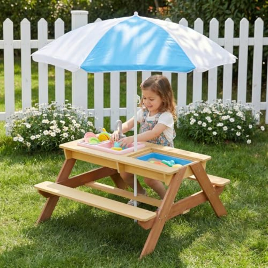 Kids Outdoor Table With Umbrella - Outdoor kids picnic table with umbrella,