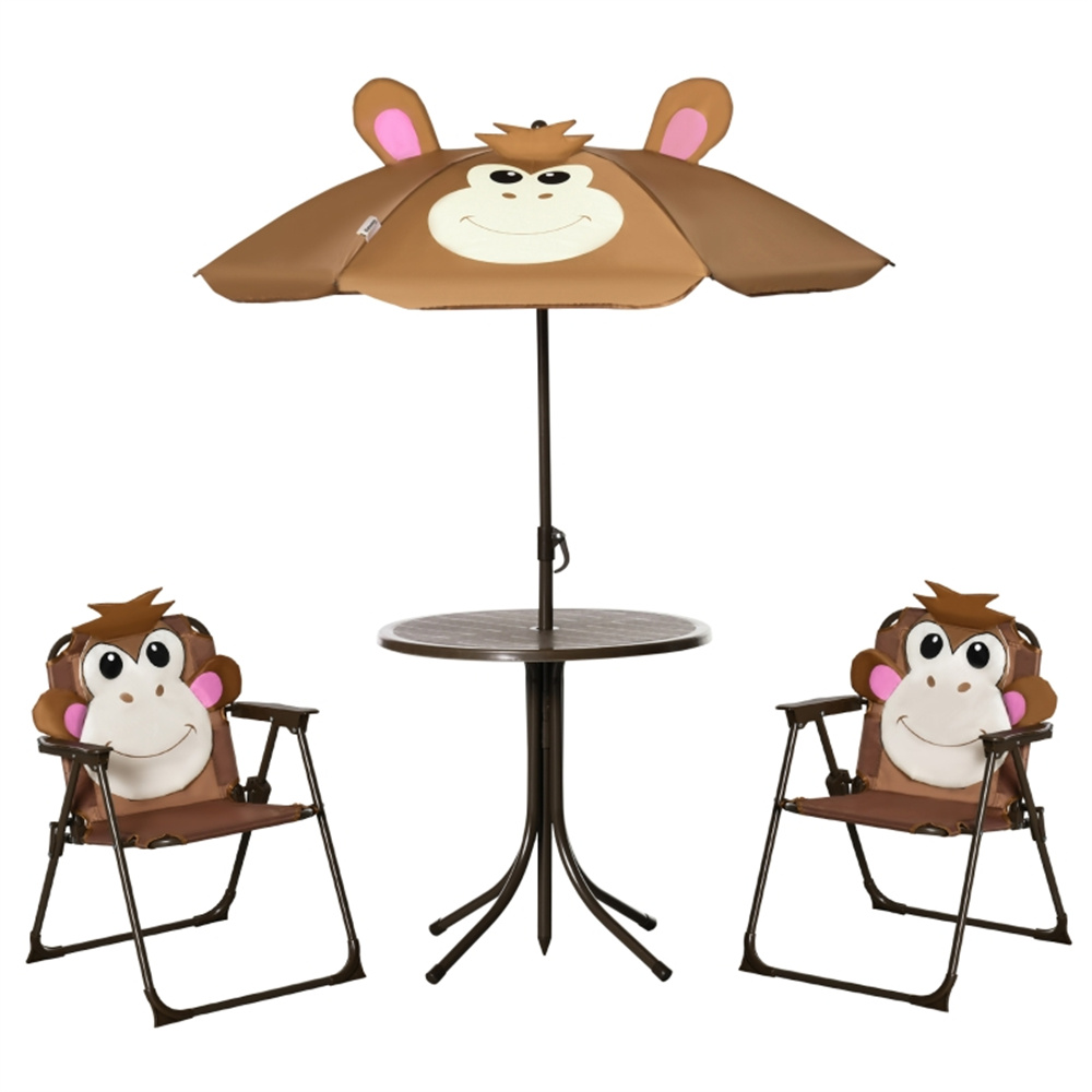 Kids Outdoor Dining Set - Cute Monkey Kids Patio Table Chair