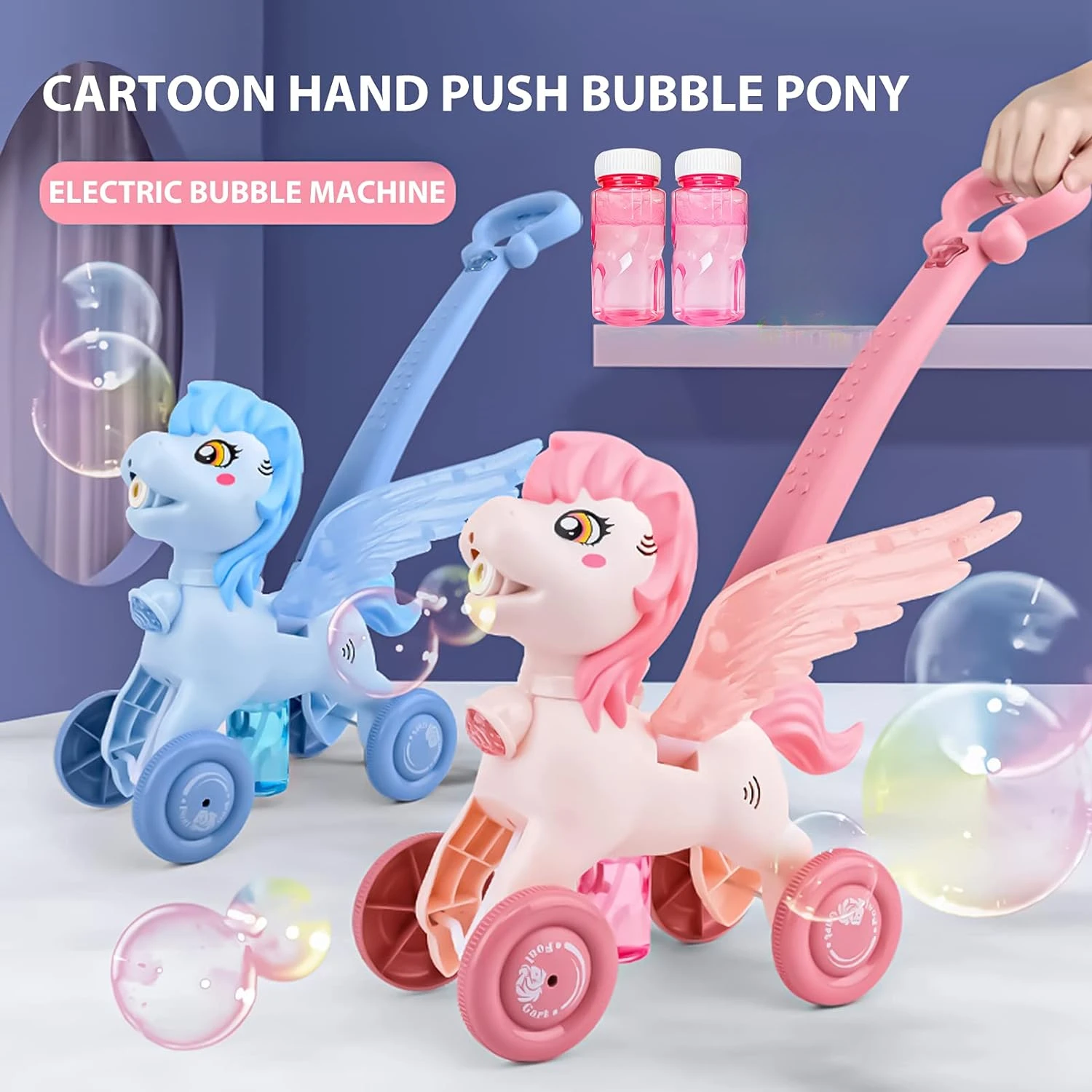 Kids Outdoor Lawn Mower - Pony Bubble Machine for Kids Automatic
