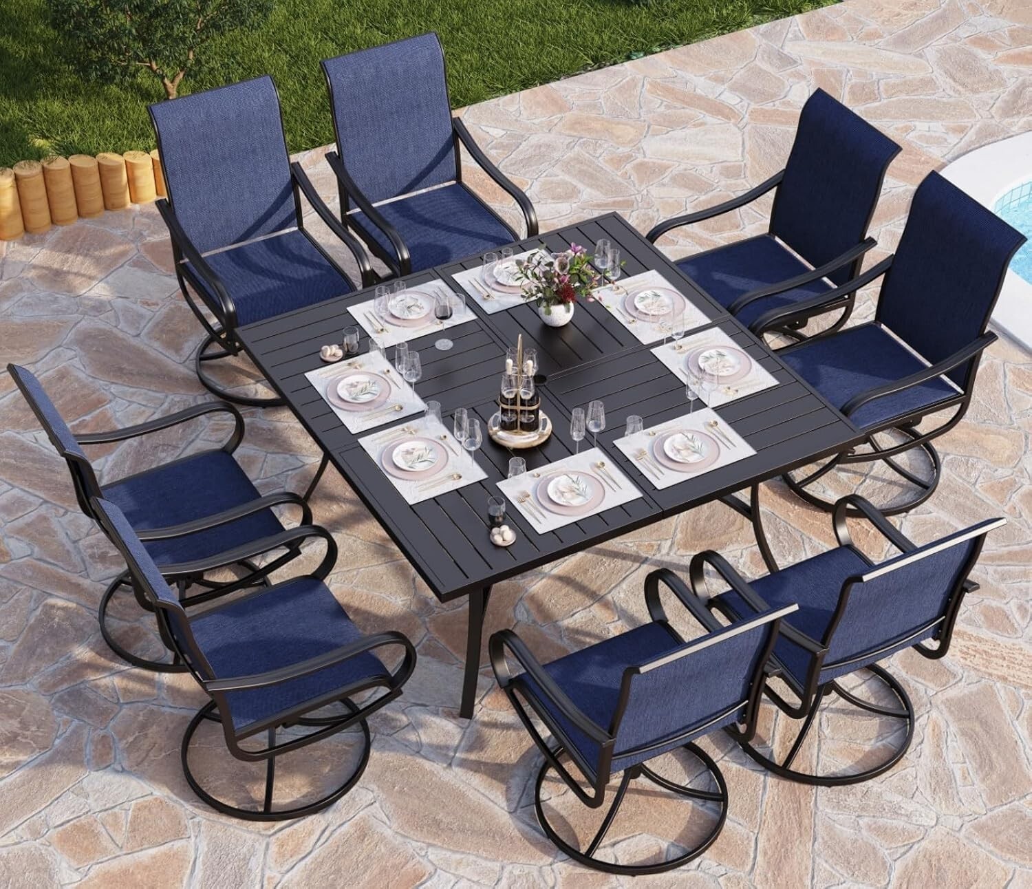 Kids Outdoor Dining Set - 9 Piece Outdoor Dining Set Patio