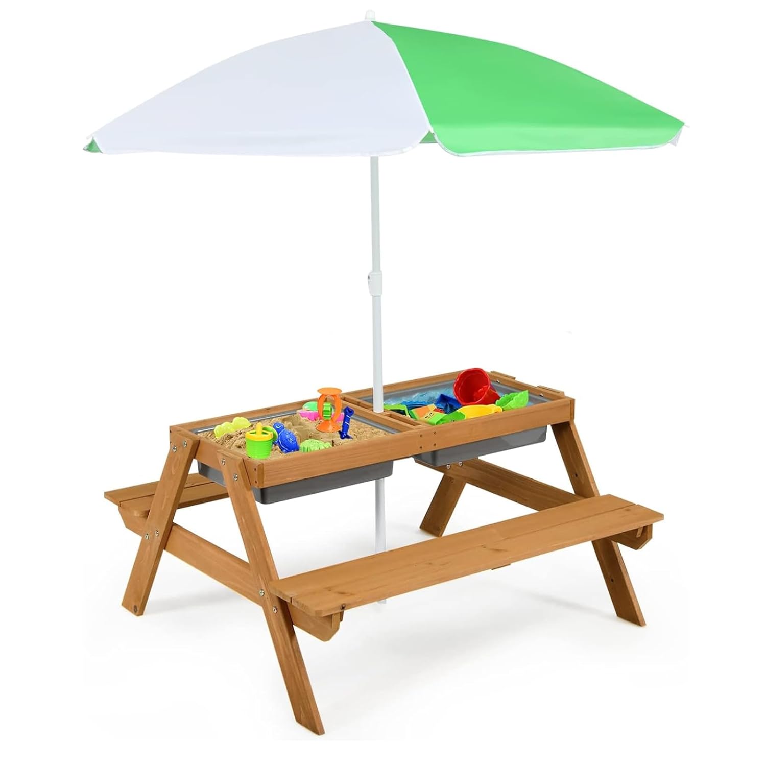 4in1 Cedar Kids Picnic Table w - огляд і ціна Kids Outdoor Table With Umbrella