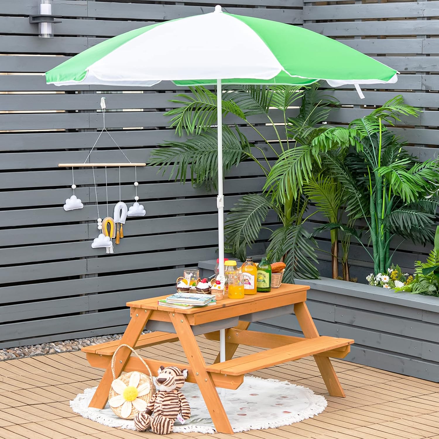 4in1 Cedar Kids Picnic Table w - огляд і ціна Kids Outdoor Table With Umbrella