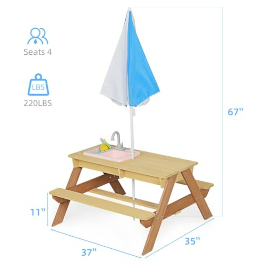 Outdoor kids picnic table with - огляд і ціна Kids Outdoor Table With Umbrella