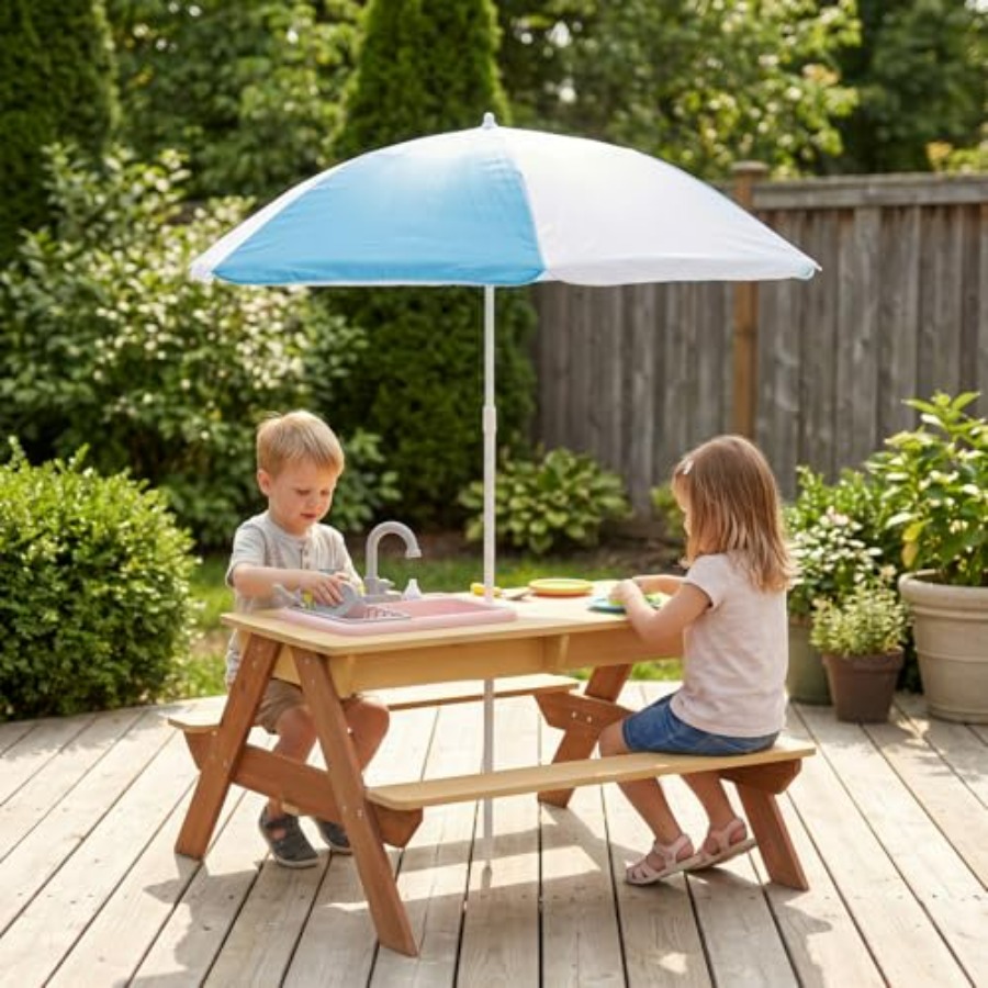 Outdoor kids picnic table with - огляд і ціна Kids Outdoor Table With Umbrella