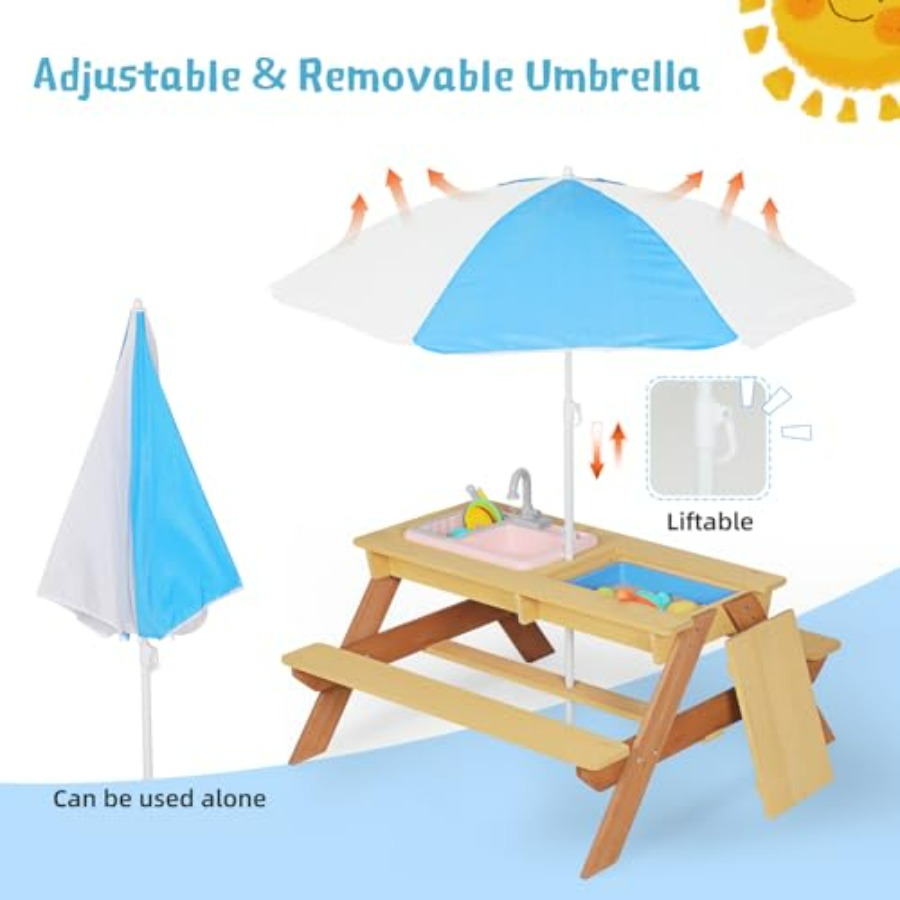 Outdoor kids picnic table with - огляд і ціна Kids Outdoor Table With Umbrella