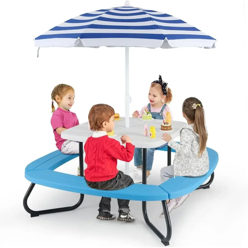 8-Person Kids Picnic Table wit - огляд і ціна Kids Outdoor Table With Umbrella