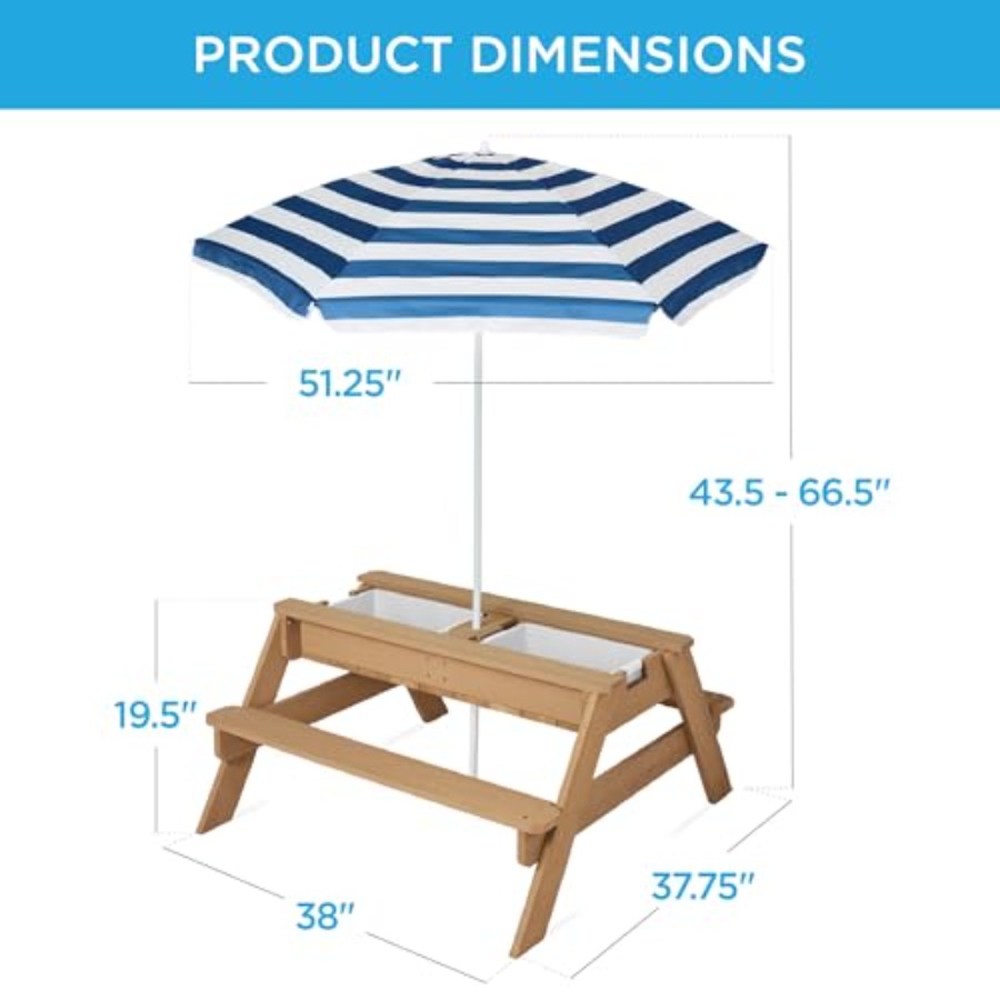 Outdoor kids picnic table with - огляд і ціна Kids Outdoor Table With Umbrella