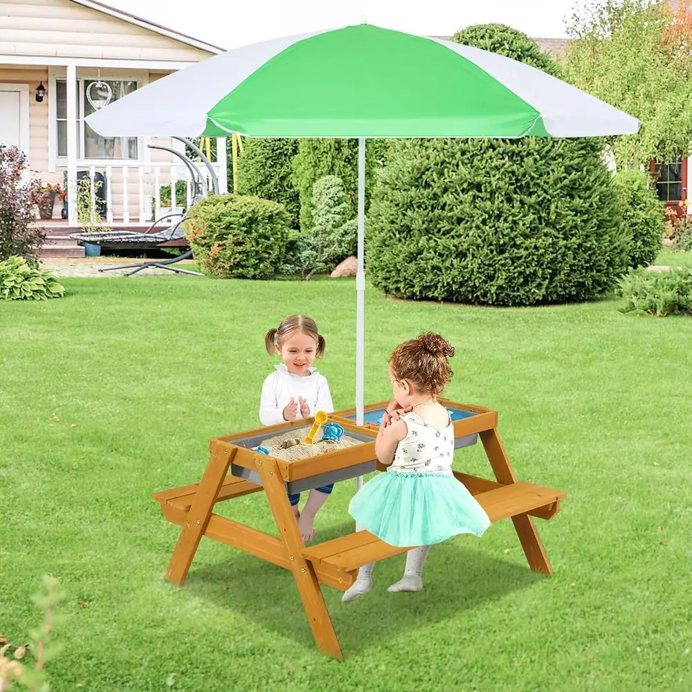 3-in-1 Height-Adjustable Umbre - огляд і ціна Kids Outdoor Table With Umbrella