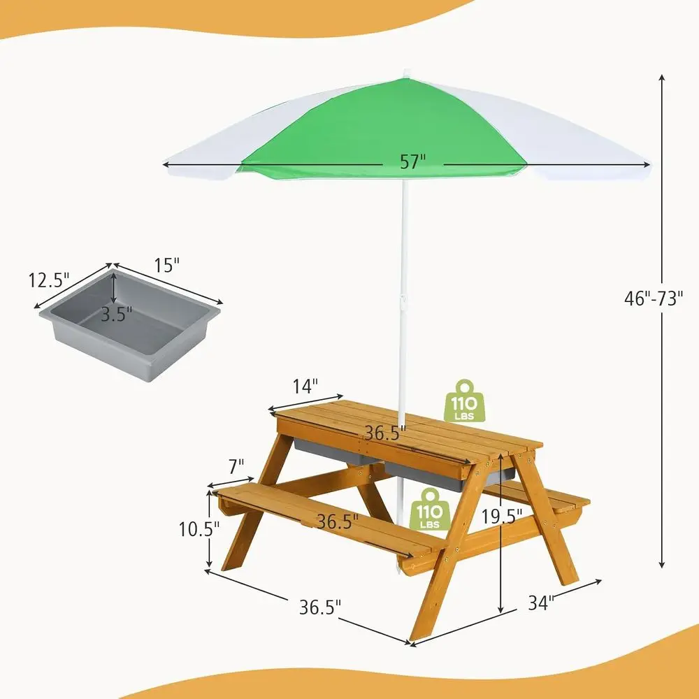 3-in-1 Height-Adjustable Umbre - огляд і ціна Kids Outdoor Table With Umbrella