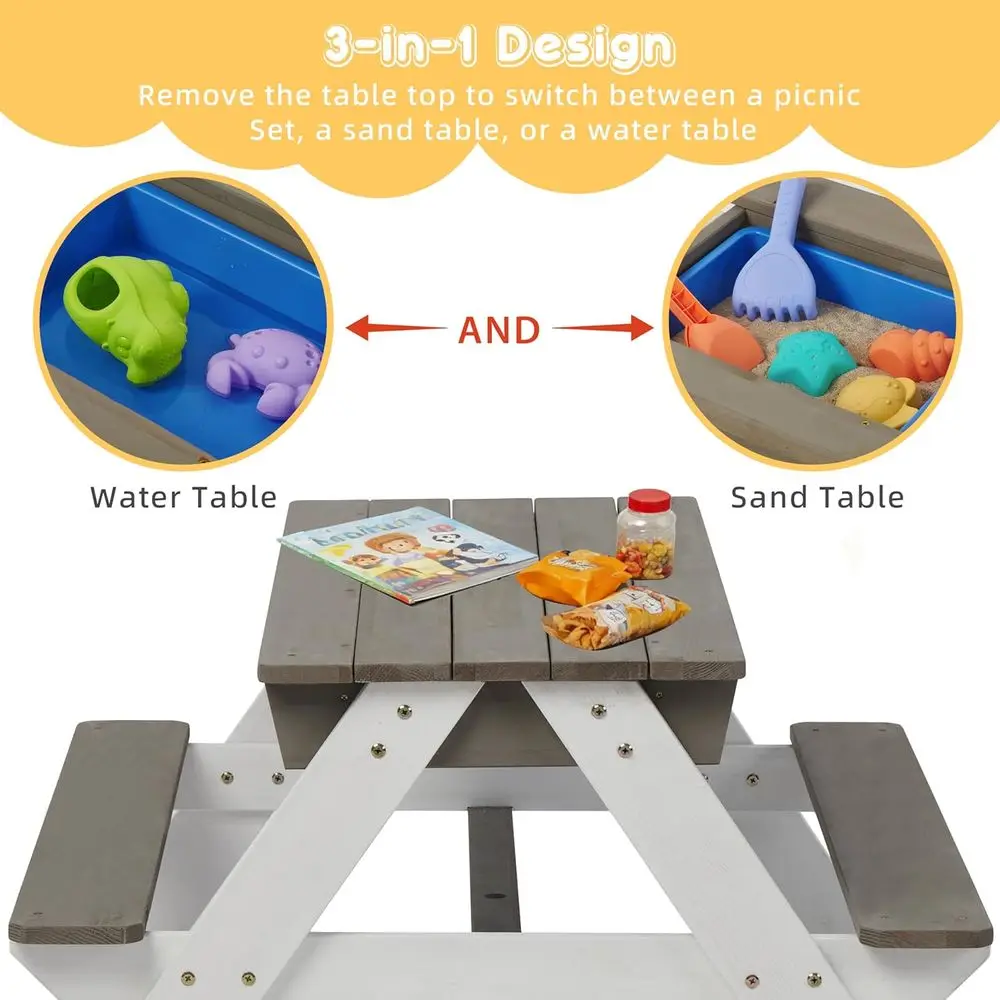 Convertible 3-in-1 Wooden Picn - огляд і ціна Kids Outdoor Table With Umbrella