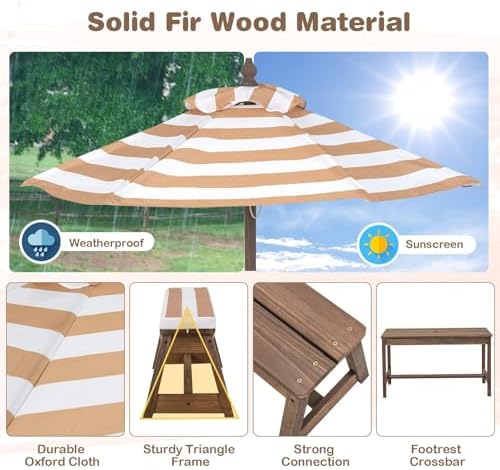 Kids Picnic Table, Outdoor Woo - огляд і ціна Kids Outdoor Table With Umbrella