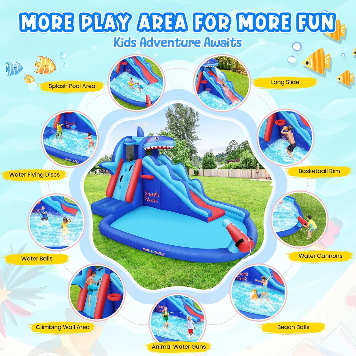Shark-Themed Inflatable Water  - огляд і ціна Kids Outdoor Climbing Wall