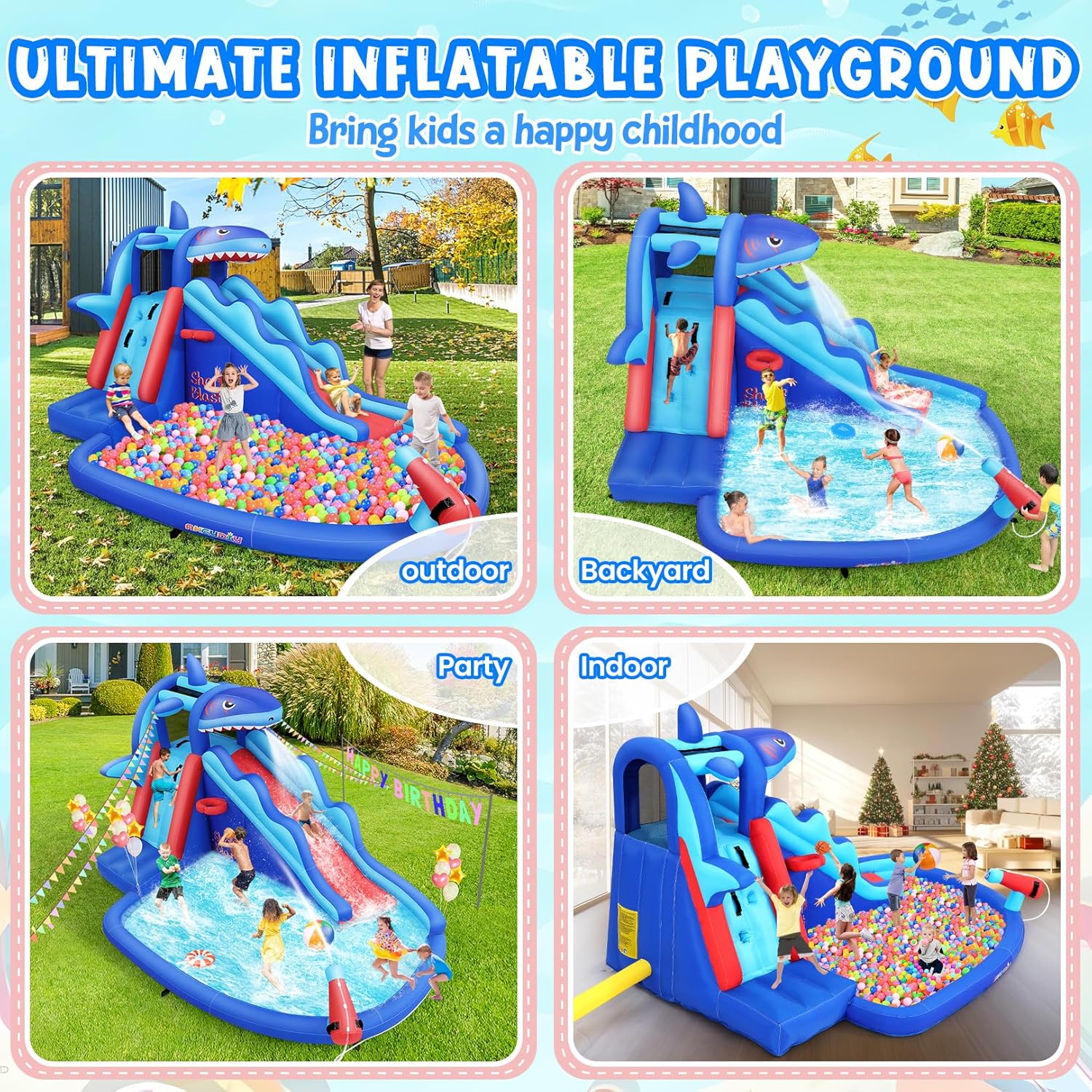 Shark-Themed Inflatable Water  - огляд і ціна Kids Outdoor Climbing Wall