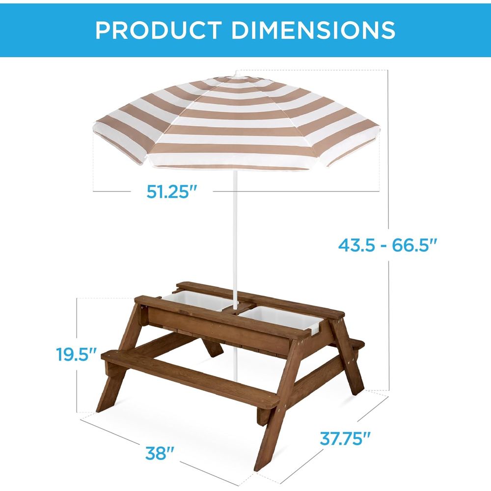 Kids Picnic Table with Umbrell - огляд і ціна Kids Outdoor Table With Umbrella