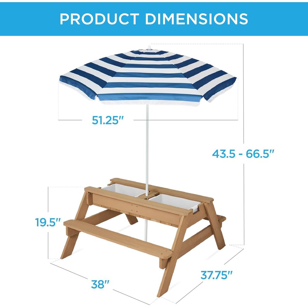 Kids Picnic Table with Umbrell - огляд і ціна Kids Outdoor Table With Umbrella