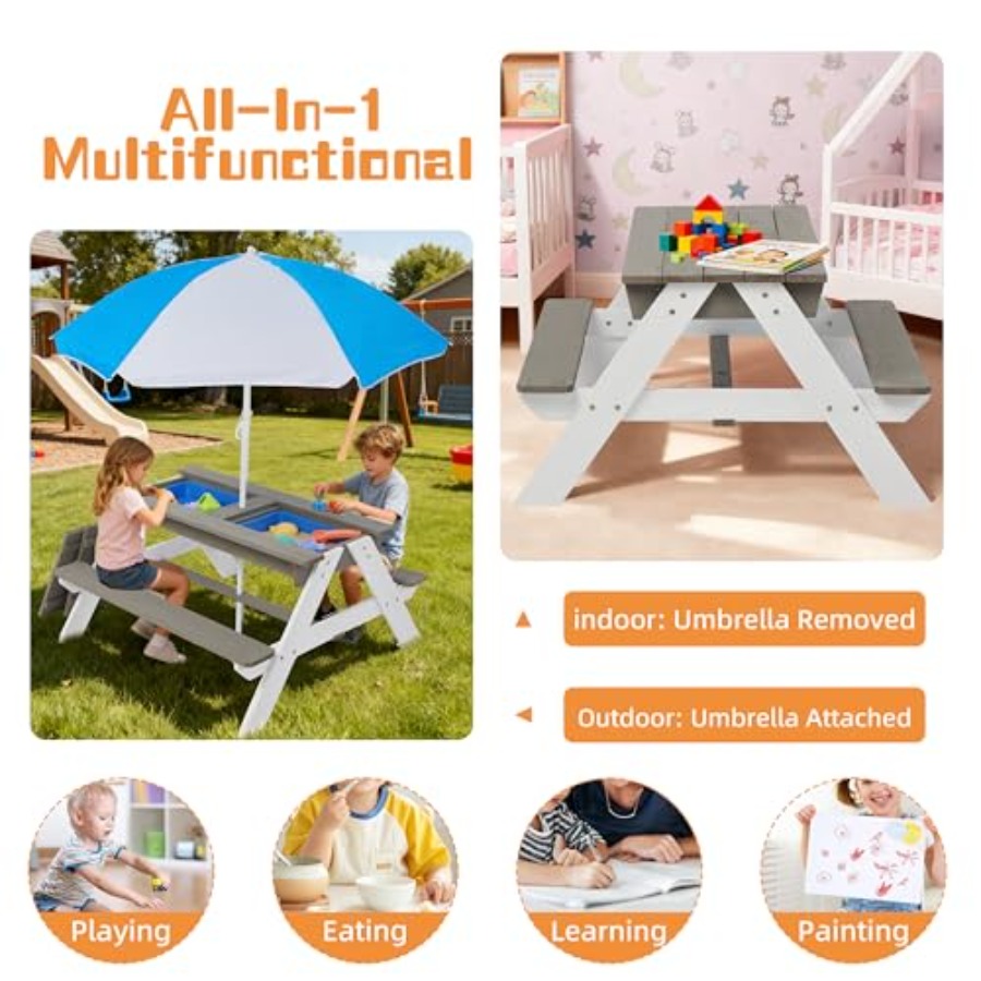 Outdoor backyard patio picnic  - огляд і ціна Kids Outdoor Table With Umbrella