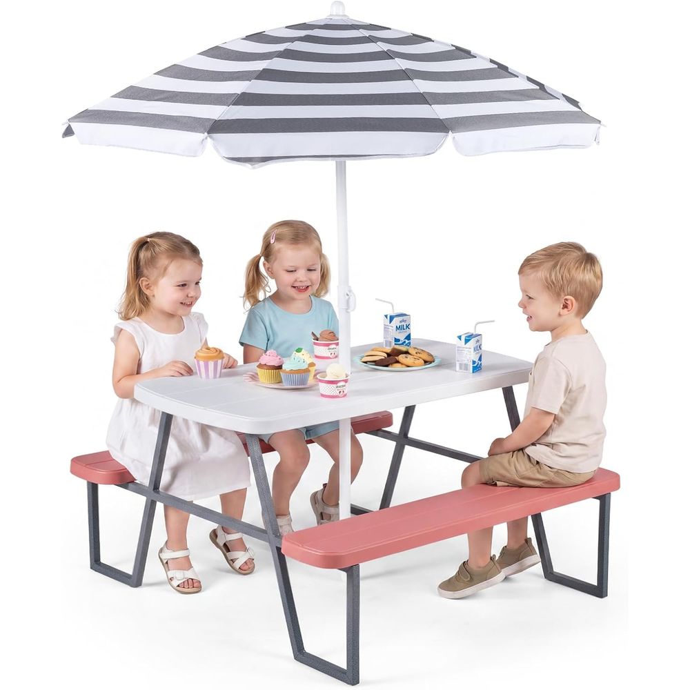 Kids Picnic Table, Toddler Out - огляд і ціна Kids Outdoor Table With Umbrella