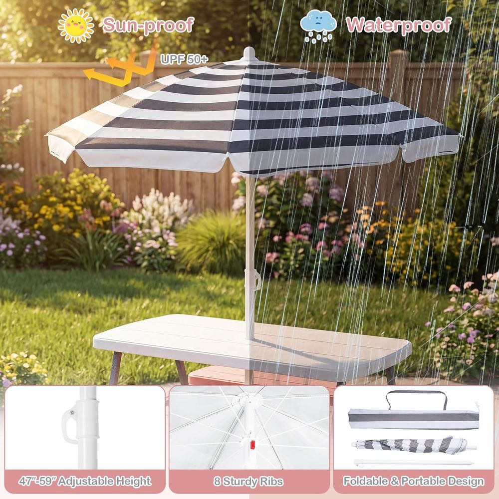 Kids Picnic Table, Toddler Out - огляд і ціна Kids Outdoor Table With Umbrella